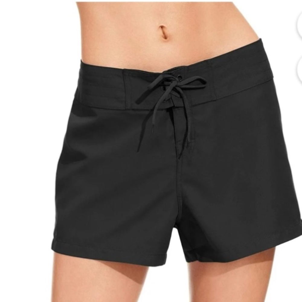 Island Escape Womens Tie-Front UPF 50 Shorts Black Size 10 NWT